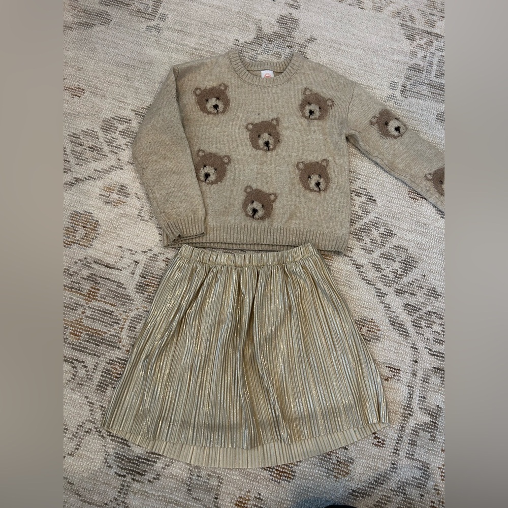 wonder nation Gold Shimmery Waistband Skirt and sweater